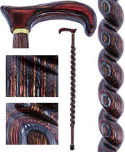 American Woodcrafter Natural Red Colortone Spiral Rope Derby Handle Walking Cane With laminate Birchwood Shaft