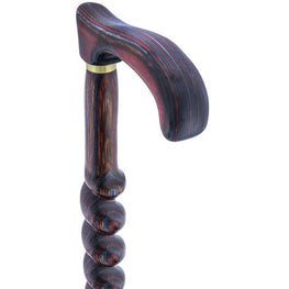 American Woodcrafter Natural Red Colortone Spiral Rope Derby Handle Walking Cane With laminate Birchwood Shaft