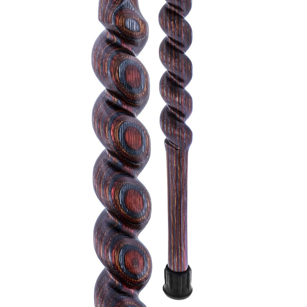 American Woodcrafter Natural Red Colortone Spiral Rope Derby Handle Walking Cane With laminate Birchwood Shaft