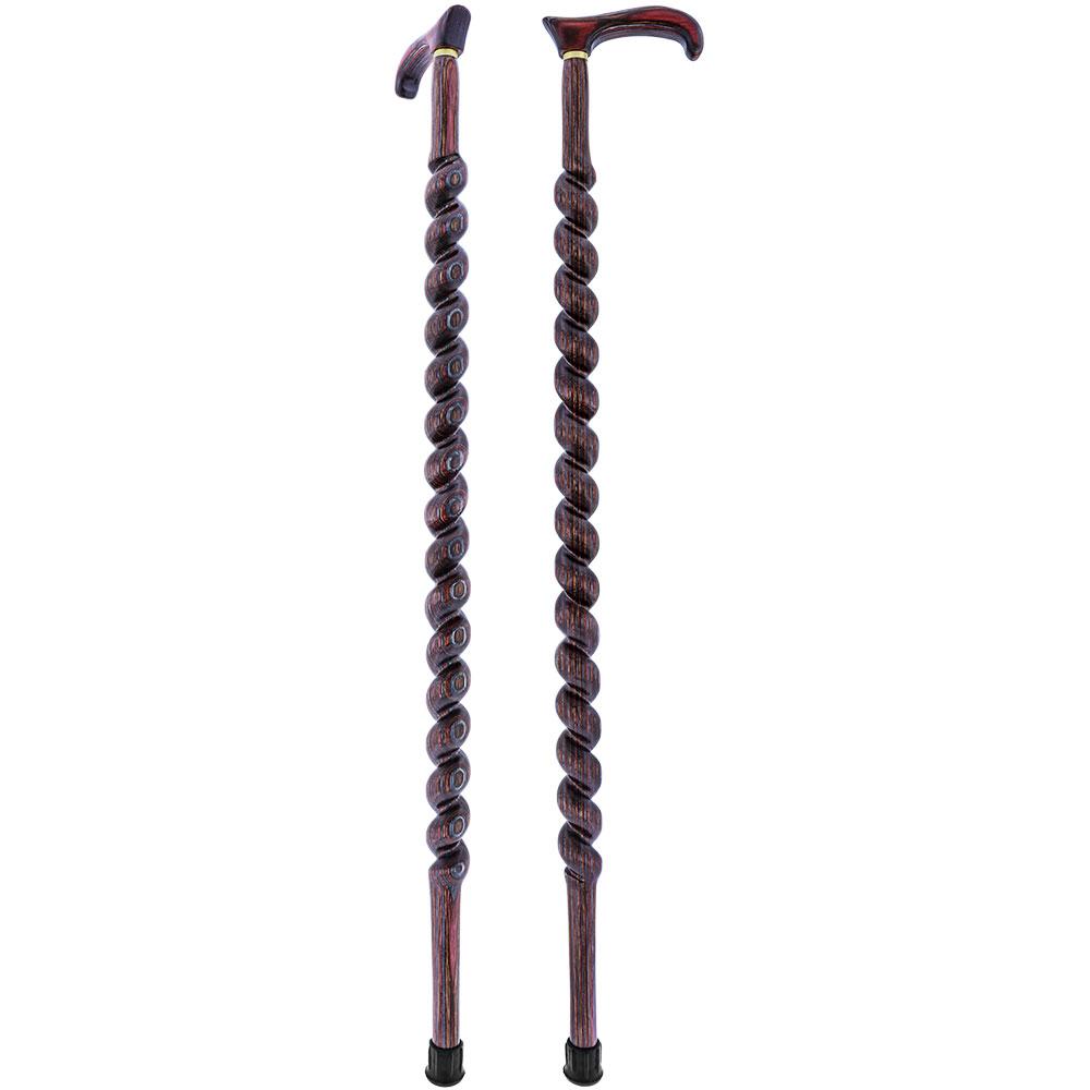 American Woodcrafter Natural Red Colortone Spiral Rope Derby Handle Walking Cane With laminate Birchwood Shaft