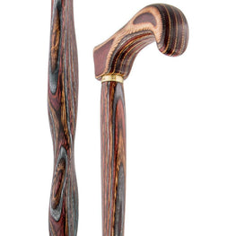 American Woodcrafter Natural Red Colortone Twist Derby Handle Walking Cane With Laminate Birchwood Shaft