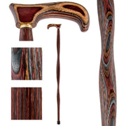 American Woodcrafter Natural Red Colortone Twist Derby Handle Walking Cane With Laminate Birchwood Shaft