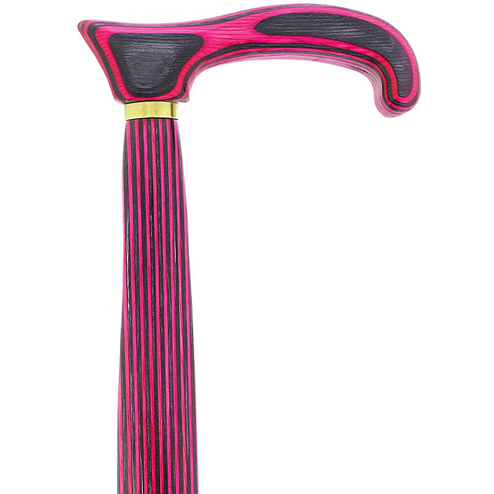 American Woodcrafter Pink and Grey Colortone Classic Derby Handle Walking Cane With laminate Birchwood Shaft
