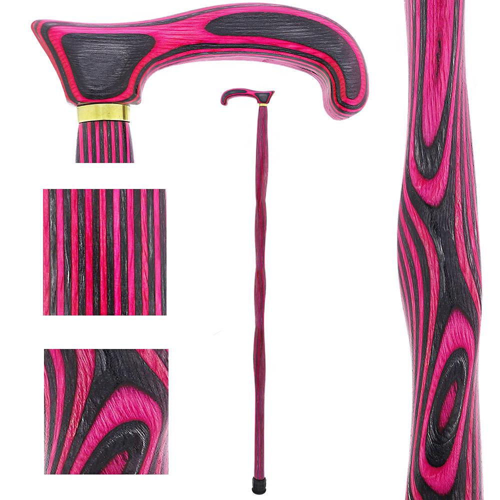 American Woodcrafter Pink and Grey Colortone Classic Derby Handle Walking Cane With laminate Birchwood Shaft