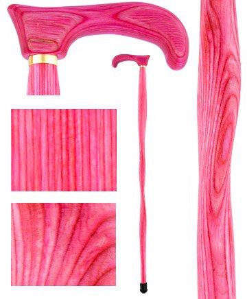 American Woodcrafter Pink Colortone Classic Derby Handle Walking Cane With laminate Birchwood Shaft