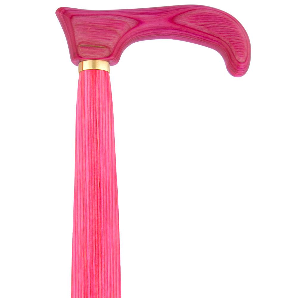 American Woodcrafter Pink Colortone Classic Derby Handle Walking Cane With laminate Birchwood Shaft