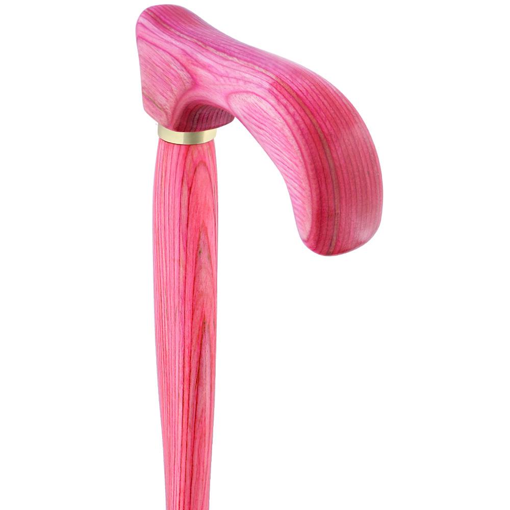 American Woodcrafter Pink Colortone Classic Derby Handle Walking Cane With laminate Birchwood Shaft