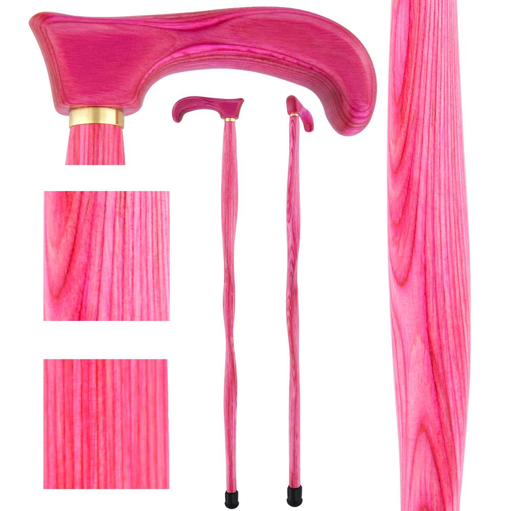 American Woodcrafter Pink Colortone Classic Derby Handle Walking Cane With laminate Birchwood Shaft
