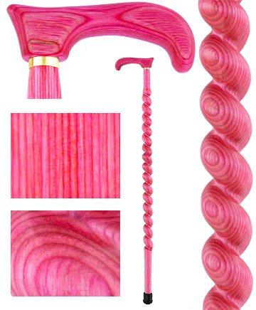 American Woodcrafter Pink Colortone Classic Rope Twist Derby Handle Walking Cane With laminate Birchwood Shaft