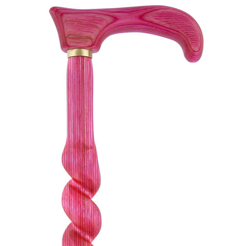 American Woodcrafter Pink Colortone Classic Rope Twist Derby Handle Walking Cane With laminate Birchwood Shaft