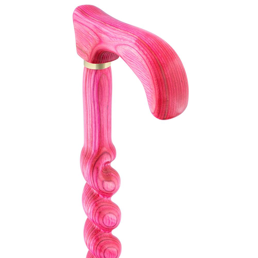 American Woodcrafter Pink Colortone Classic Rope Twist Derby Handle Walking Cane With laminate Birchwood Shaft