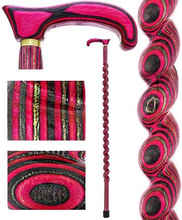 American Woodcrafter Pink & Grey Colortone Classic Rope Twist Derby Handle Walking Cane With laminate Birchwood Shaf