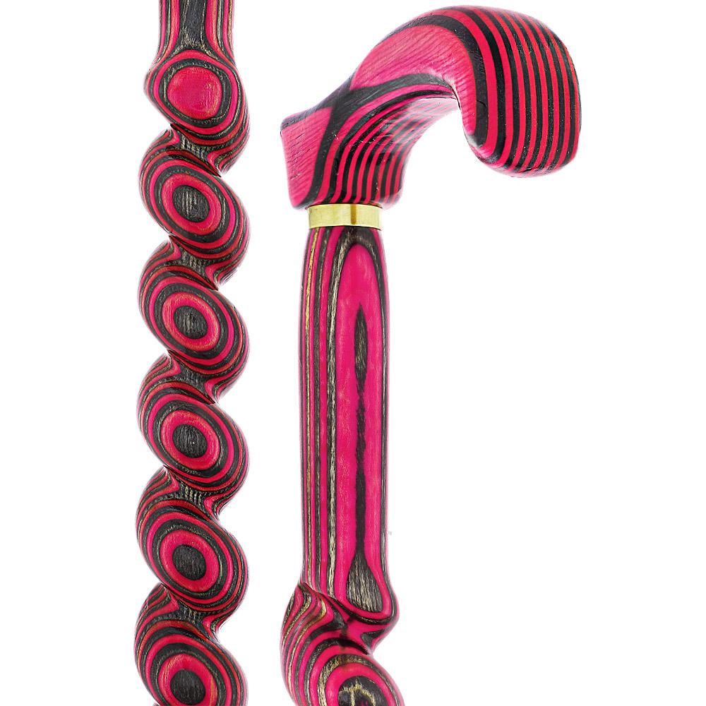 American Woodcrafter Pink & Grey Colortone Classic Rope Twist Derby Handle Walking Cane With laminate Birchwood Shaf