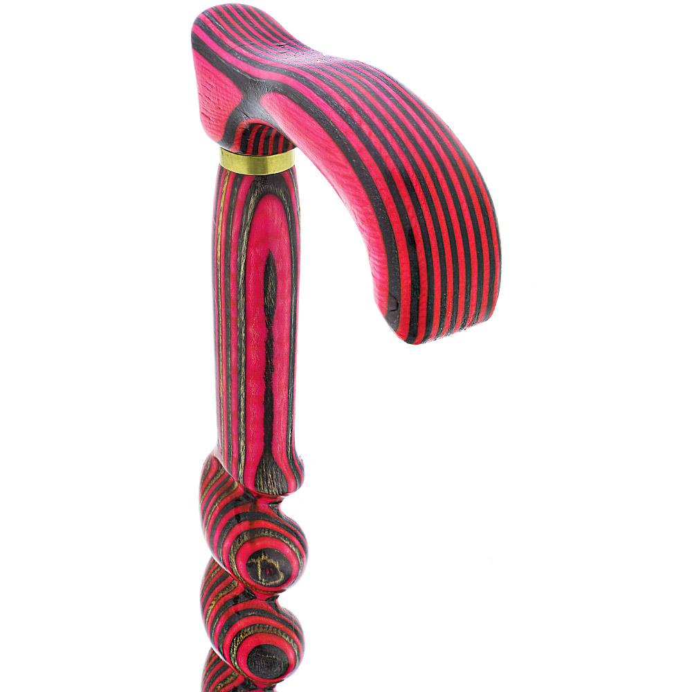American Woodcrafter Pink & Grey Colortone Classic Rope Twist Derby Handle Walking Cane With laminate Birchwood Shaf