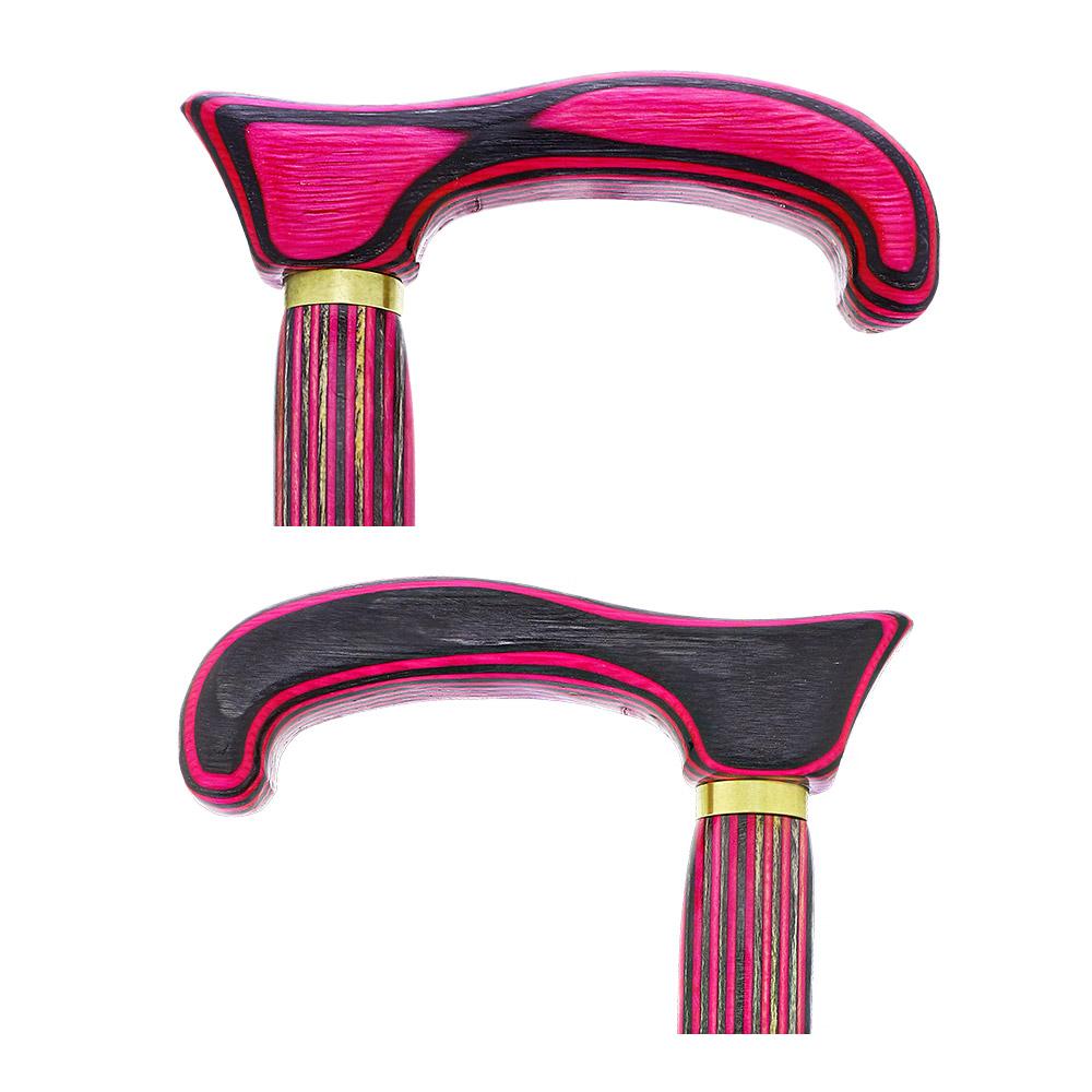 American Woodcrafter Pink & Grey Colortone Classic Rope Twist Derby Handle Walking Cane With laminate Birchwood Shaf