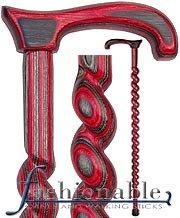 American Woodcrafter Red & Black Colortone Spiral Rope Derby Handle Walking Cane w/ laminate Birchwood Shaft