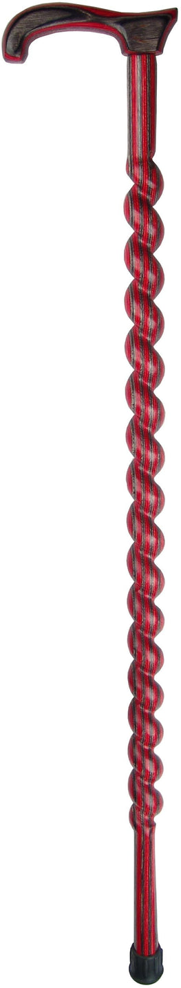 American Woodcrafter Red & Black Colortone Spiral Rope Derby Handle Walking Cane w/ laminate Birchwood Shaft