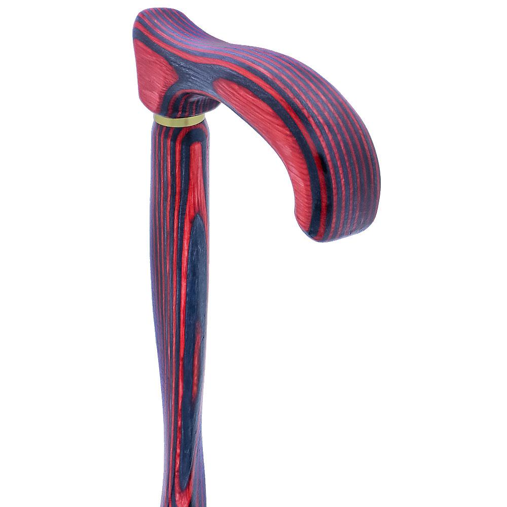 American Woodcrafter Red & Black Colortone Twist Derby Handle Walking Cane w/ laminate Birchwood Shaft