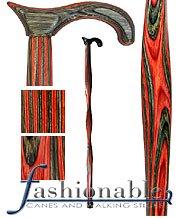 American Woodcrafter Red & Black Colortone Twist Derby Handle Walking Cane With laminate Birchwood Shaft