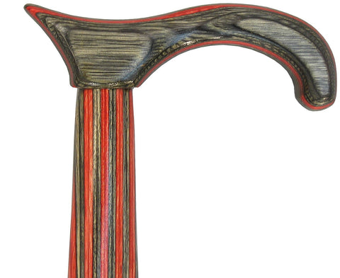 American Woodcrafter Red & Black Colortone Twist Derby Handle Walking Cane With laminate Birchwood Shaft
