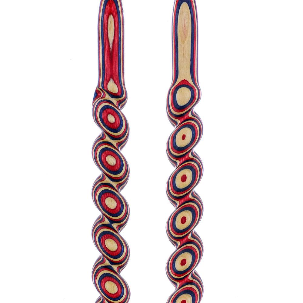 American Woodcrafter Red White & Blue Colortone Classic Rope Twist Derby Handle Walking Cane With laminate Birchwood Shaf