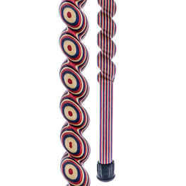 American Woodcrafter Red White & Blue Colortone Classic Rope Twist Derby Handle Walking Cane With laminate Birchwood Shaf