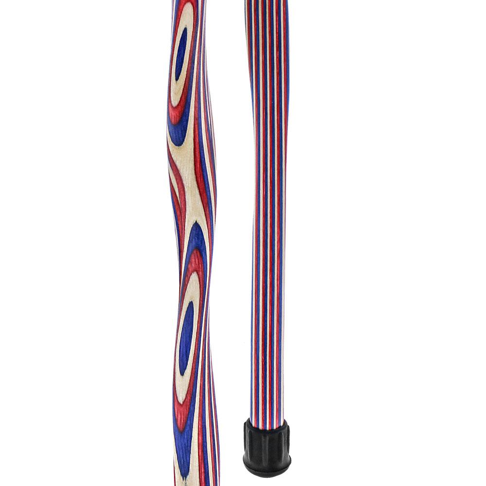 American Woodcrafter Red, White & Blue Colortone Twist Derby Handle Walking Cane With laminate Birchwood Shaft