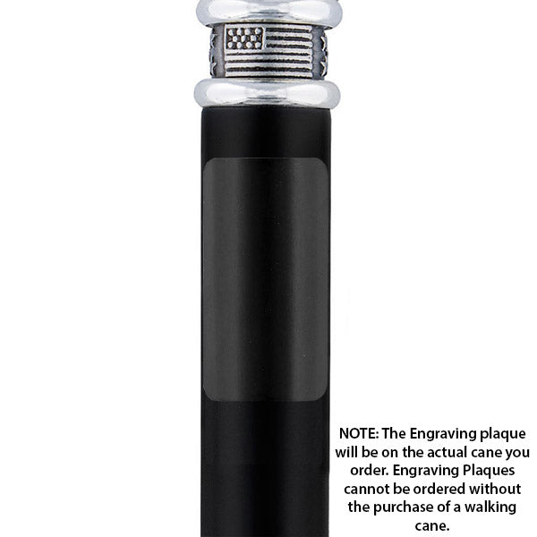Custom Cane Engraving - Rectangle Black Anodized Aluminum