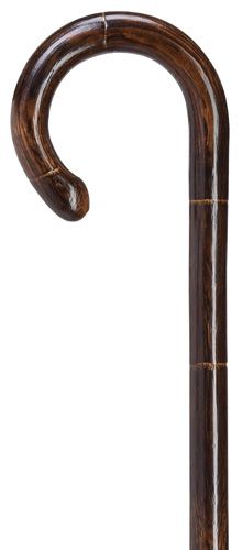 Scorched Oak Cane: Tourist Handle, Notched Design