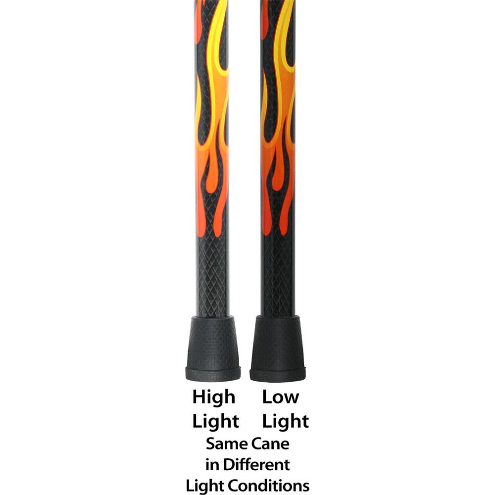 Carbon Canes House Flame Derby Walking Cane With Folding, Adjustable Carbon Fiber Shaft