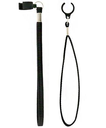 Carbon Canes Black Faux Leather Cane Wrist Strap w/ Plastic Snap Clip for 16mm Shafts