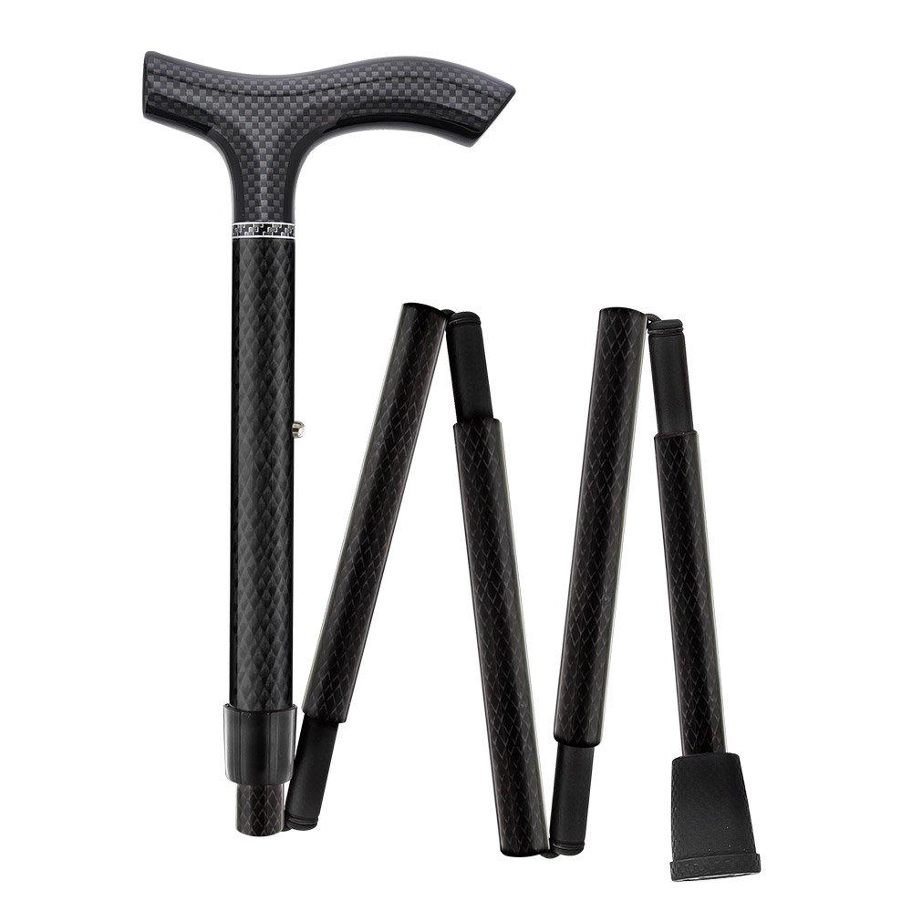 Carbon Canes Black Triple Wound Carbon Fiber Mini Folding & Adjustable Fritz Walking Cane