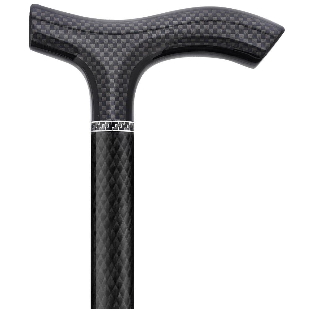 Carbon Canes Black Triple Wound Carbon Fiber Mini Folding & Adjustable Fritz Walking Cane