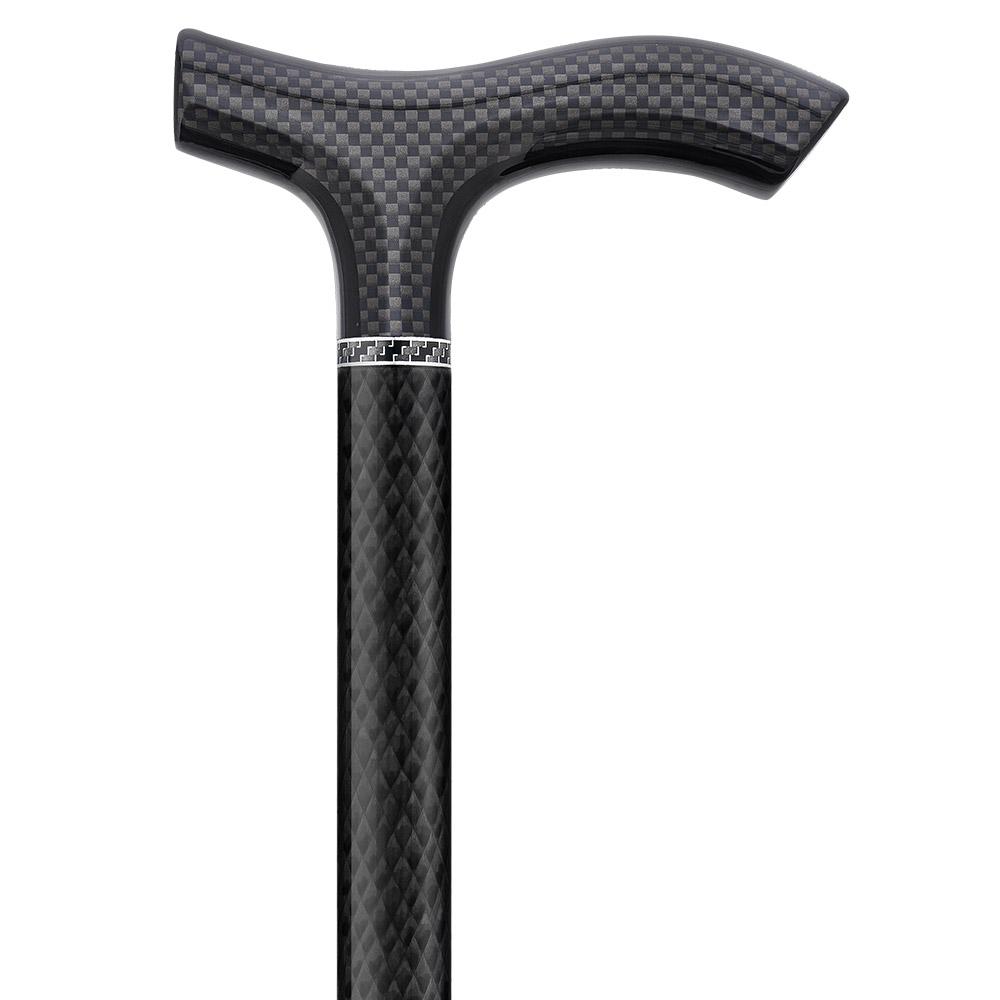 Carbon Canes Black Triple Wound Carbon Fiber Mini Folding & Adjustable Fritz Walking Cane