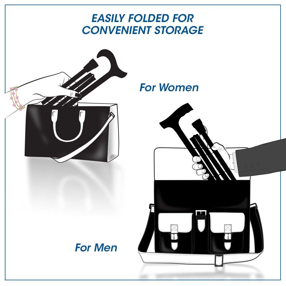 Unisex Folding Adjustable Fritz Cane Black Aluminum -Affordable Gift! Item  #DHAR-9052308 