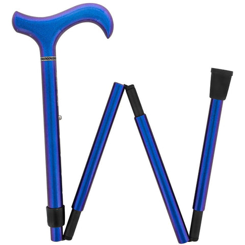 Carbon Canes Color Changing Metallic Blue Adjustable & Folding Derby Carbon Fiber Walking Cane