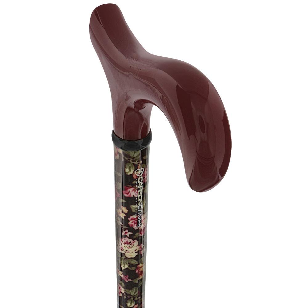 Carbon Canes Dark Floral Pattern Derby Carbon Fiber Adjustable Cane