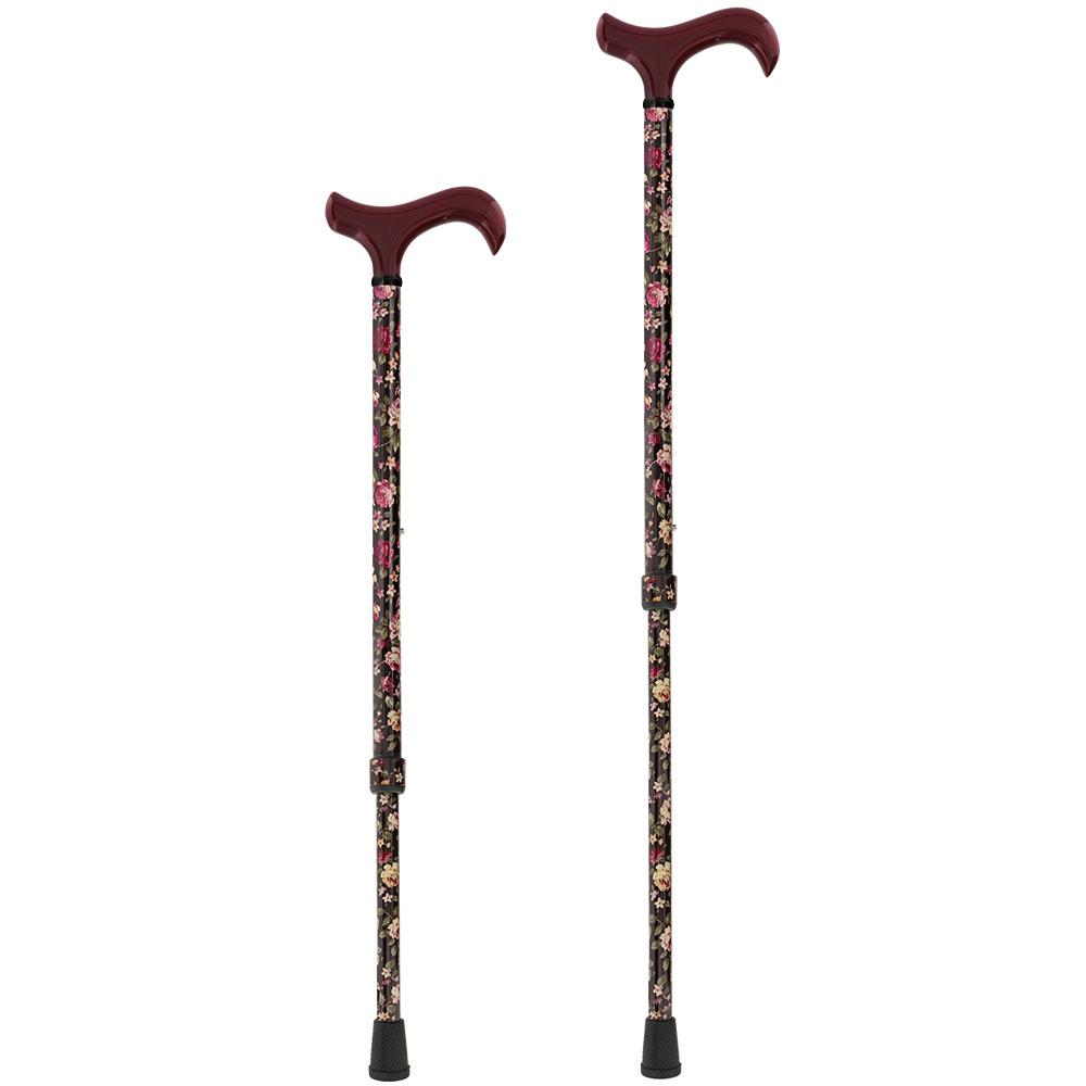 Carbon Canes Dark Floral Pattern Derby Carbon Fiber Adjustable Cane