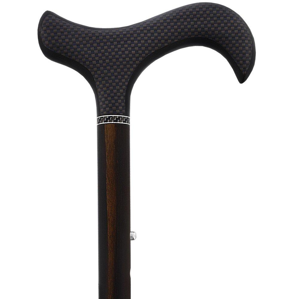 Carbon Canes Exotic Macassar Ebony Wood Wrapped Adjustable & Folding Derby Carbon Fiber Walking Cane