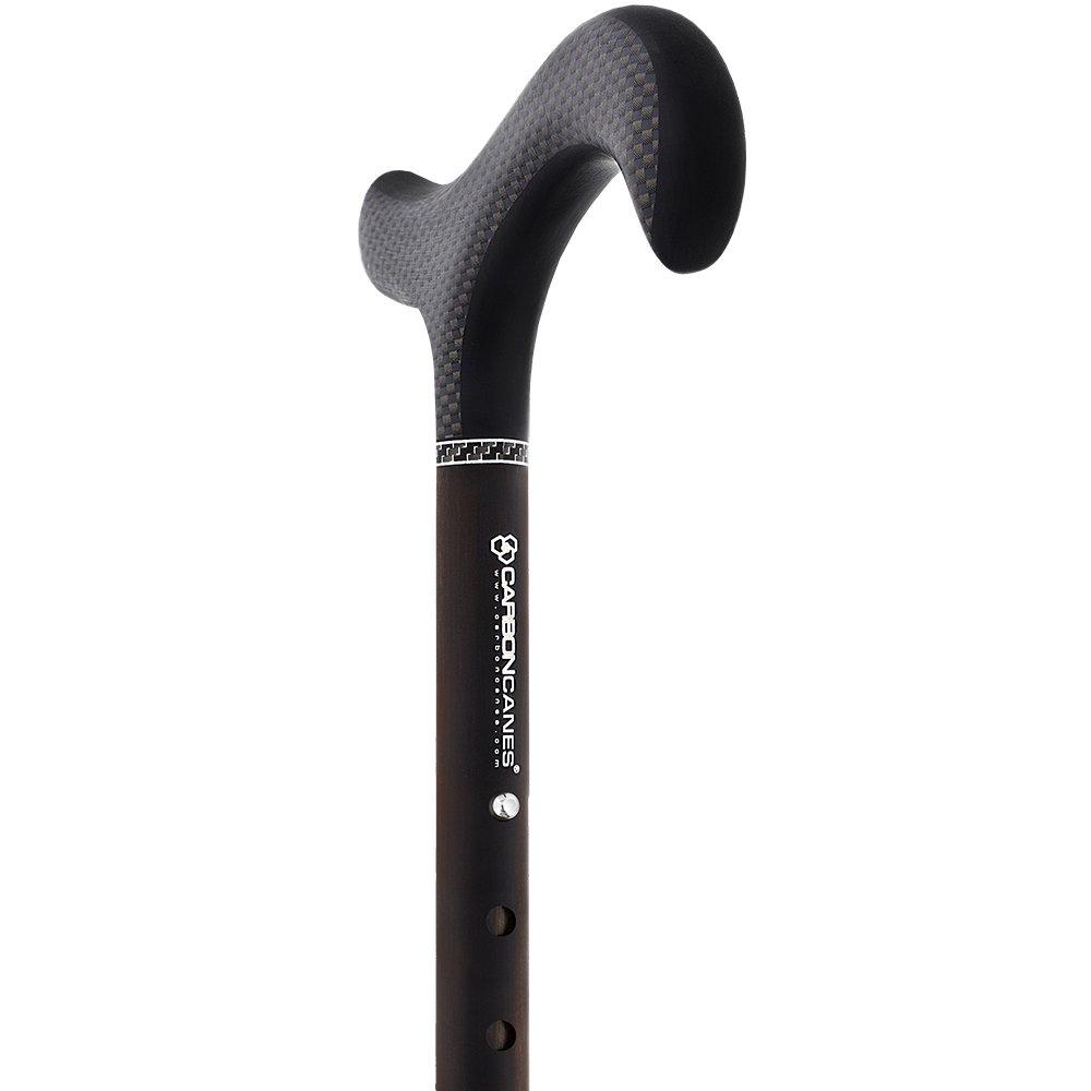 Carbon Canes Exotic Macassar Ebony Wood Wrapped Adjustable & Folding Derby Carbon Fiber Walking Cane