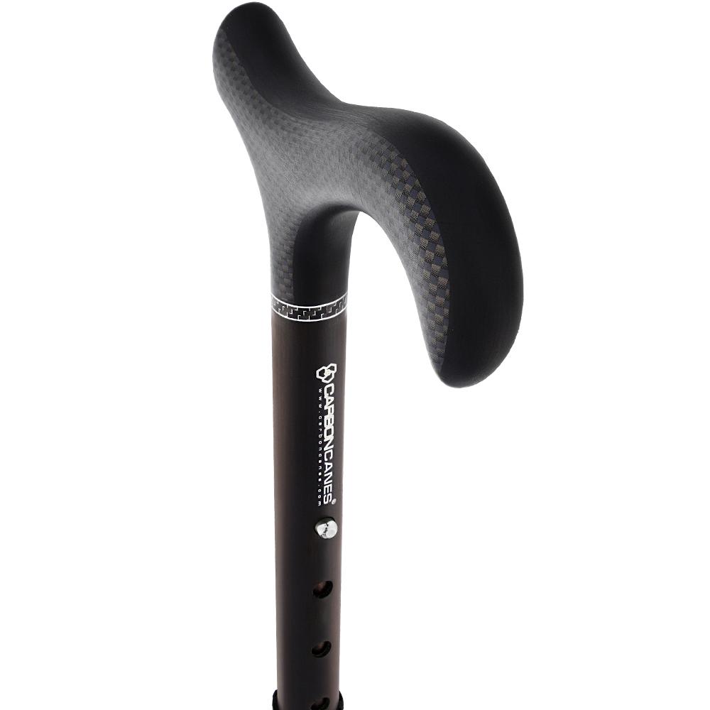 Carbon Canes Exotic Macassar Ebony Wood Wrapped Adjustable & Folding Derby Carbon Fiber Walking Cane