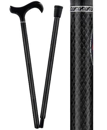 Carbon Canes Folding Triple Wound Carbon Fiber Black Derby 2-piece Walking Cane