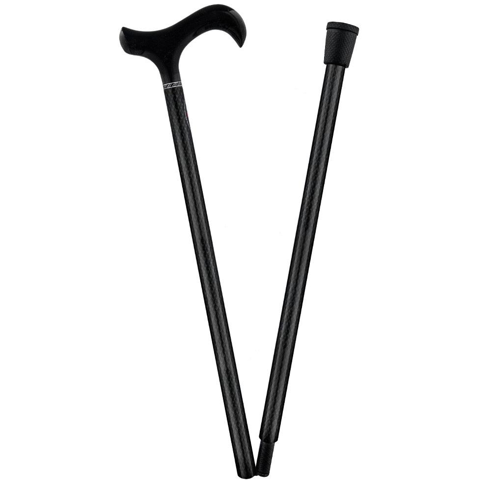 Carbon Canes Folding Triple Wound Carbon Fiber Black Derby 2-piece Walking Cane