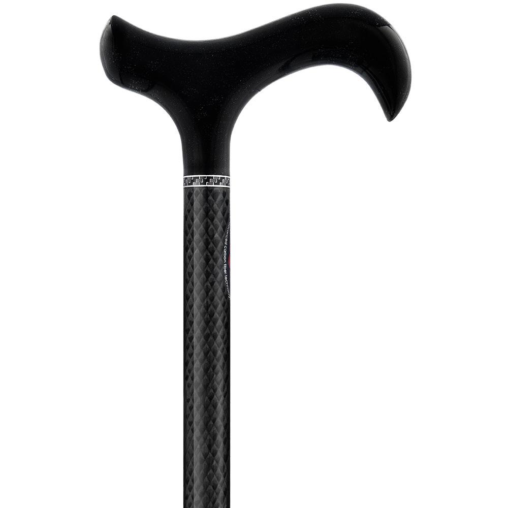 Carbon Canes Folding Triple Wound Carbon Fiber Black Derby 2-piece Walking Cane