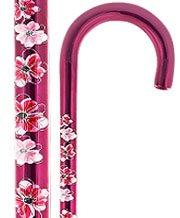 Carbon Canes Magenta Red with Pink Flowers Tourist Carbon Fiber Walking Cane