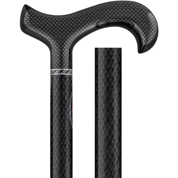 Carbon Canes Triple Wound Carbon Fiber Black Derby Walking Cane w/Collar