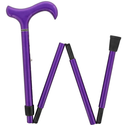 Carbon Canes Vibrant Metallic Purple Adjustable & Folding Derby Carbon Fiber Walking Cane