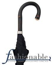 Classic Canes Black Umbrella Tourist Walking Cane With Black Umbrella Shaft and Silver Collar
