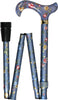 Classic Canes Blue Skies Folding Adjustable Derby Walking Cane With Aluminum Shaft and Brass Collar