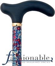 Classic Canes Blue Petite Derby Walking Cane With Painted Beechwood Shaft and Brass Collar